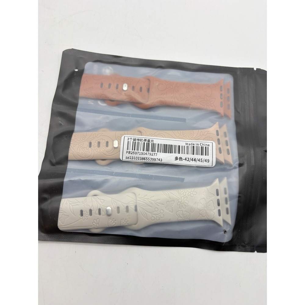 3 Pack Engraved Floral Silicone smart Watch Bands 42/44/45/49mm